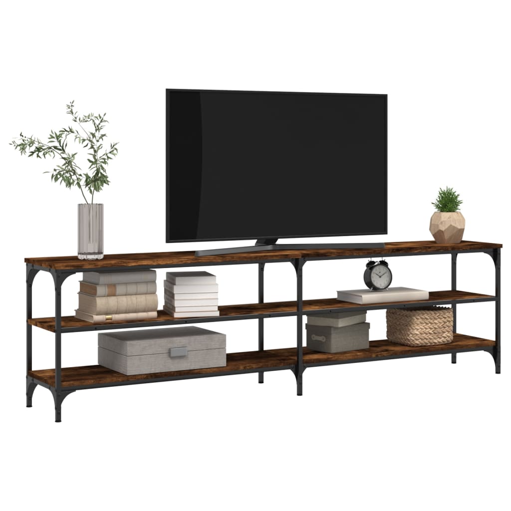 vidaXL TV Cabinet Smoked Oak 180x30x50 cm Engineered Wood and Metal