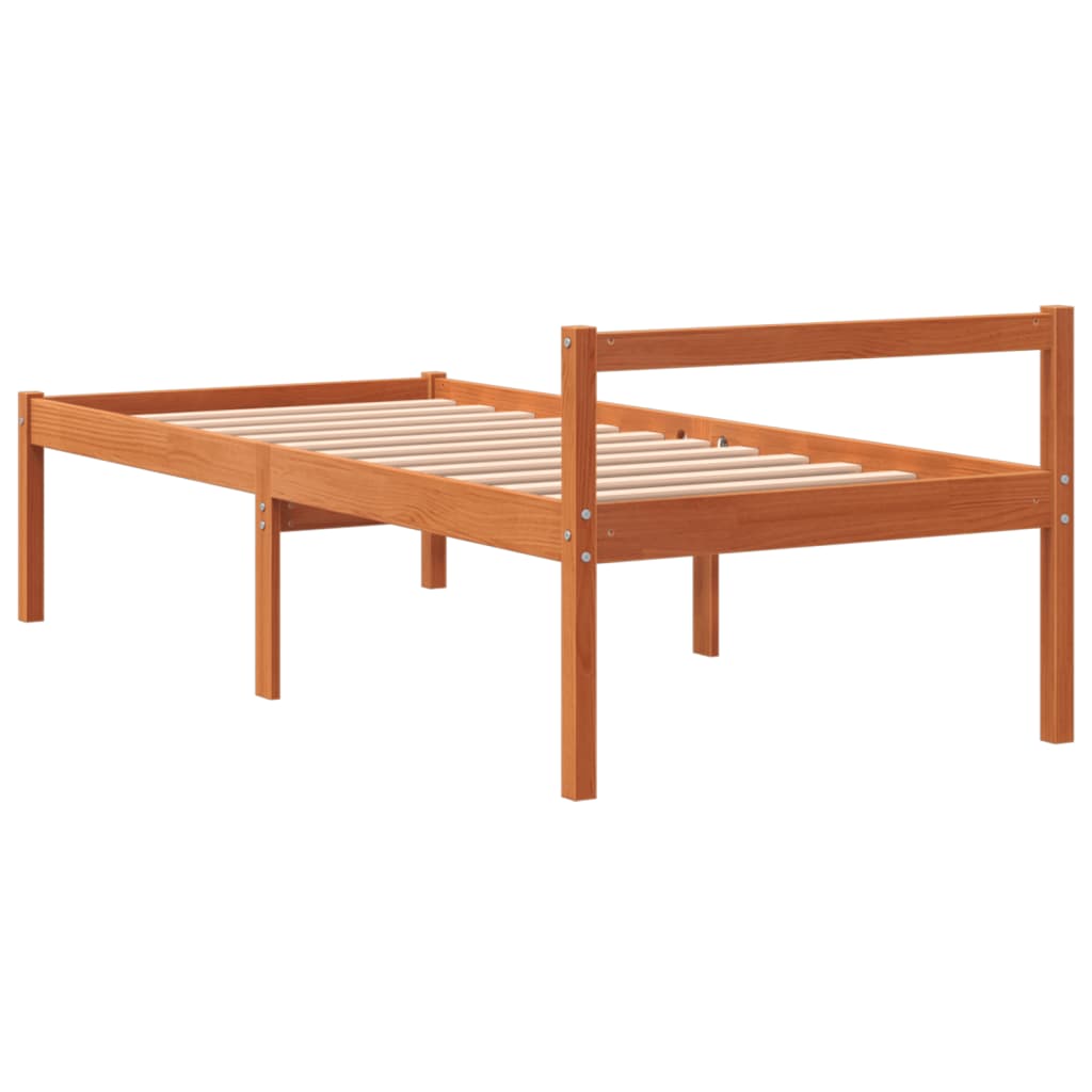 vidaXL Bed Frame Wax Brown 90x200 cm Solid Wood Pine