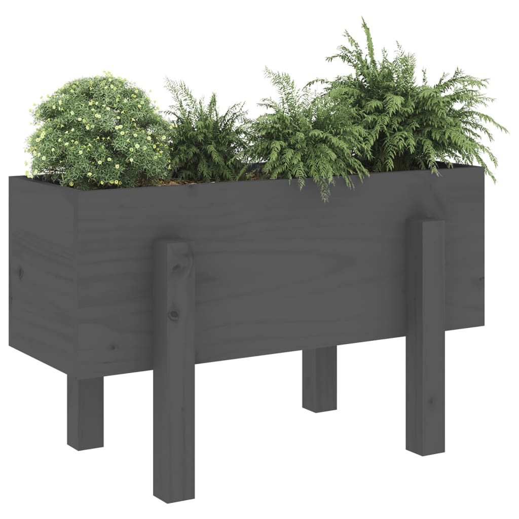 vidaXL Garden Planter Grey 62x30x38 cm Solid Wood Pine