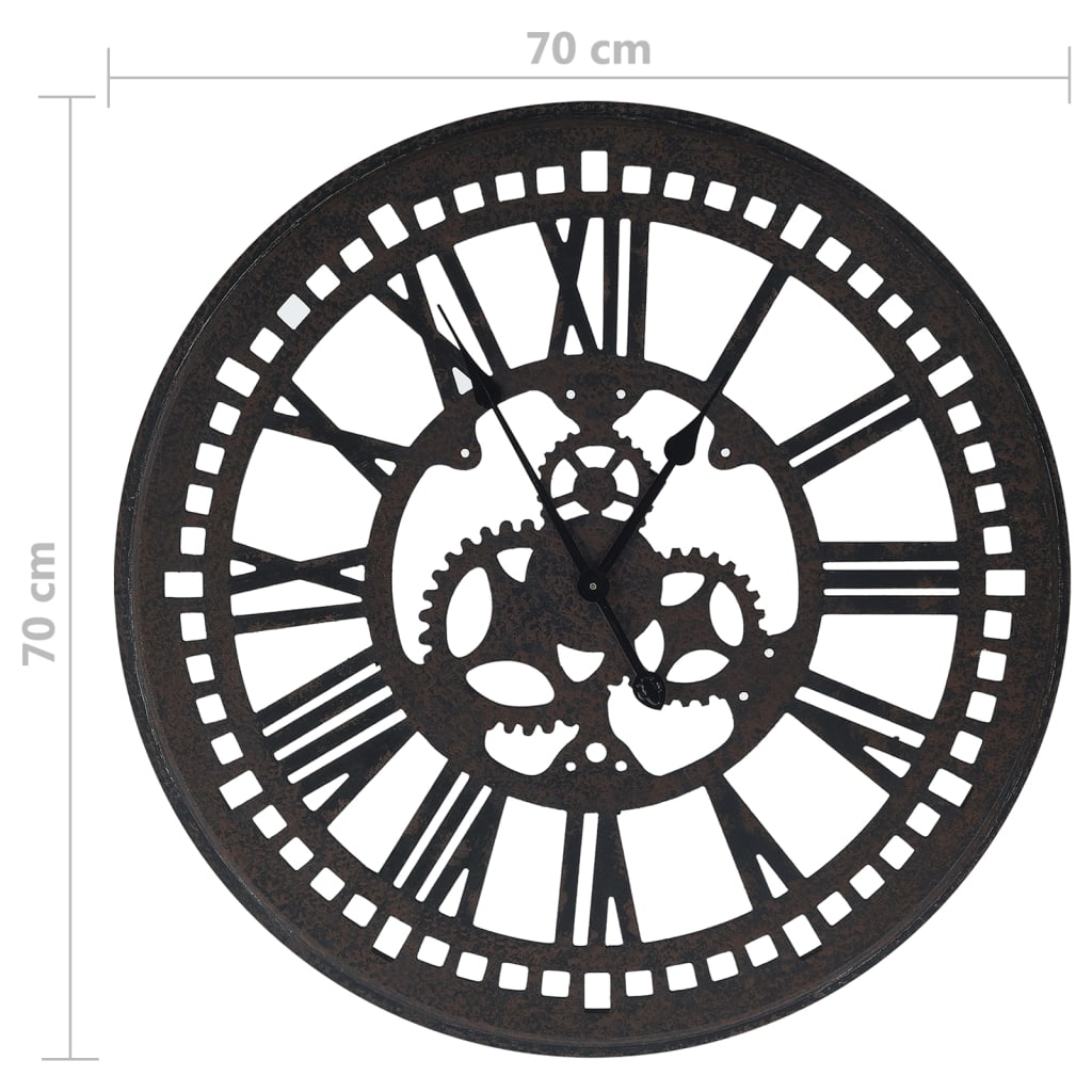 vidaXL Wall Clock Black 70 cm MDF