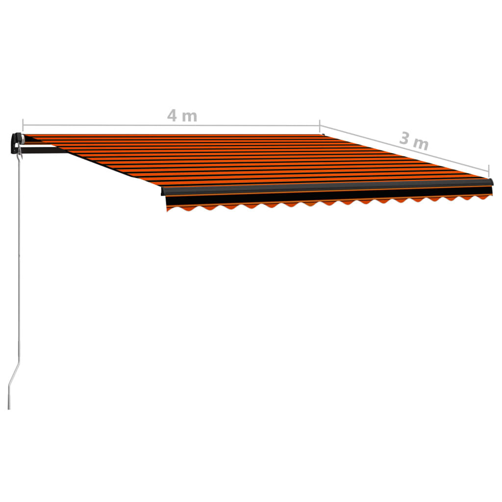 vidaXL Manual Retractable Awning 400x300 cm Orange and Brown