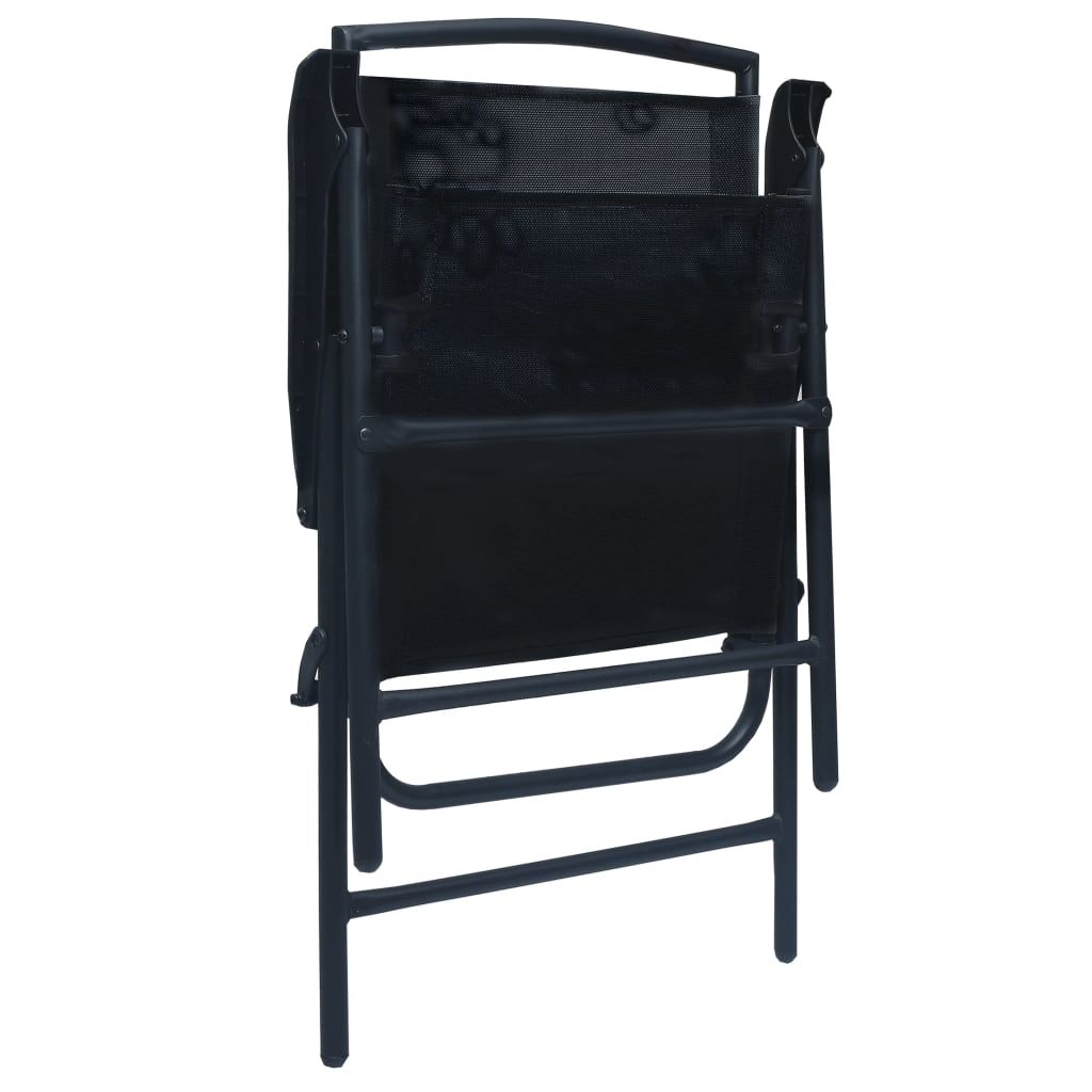 vidaXL Folding Garden Chairs 2 pcs Texilene Black