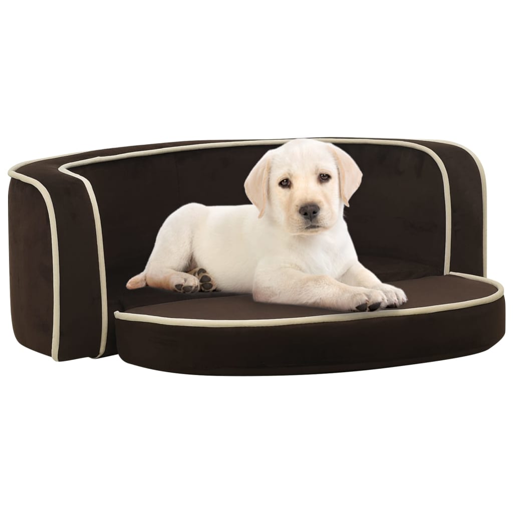 vidaXL Foldable Dog Sofa Brown 73x67x26 cm Plush Washable Cushion