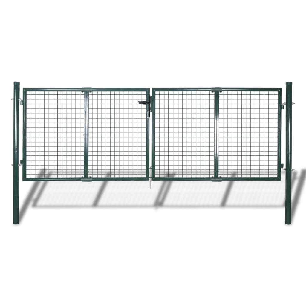 vidaXL Fence Gate Steel 306x150 cm Green