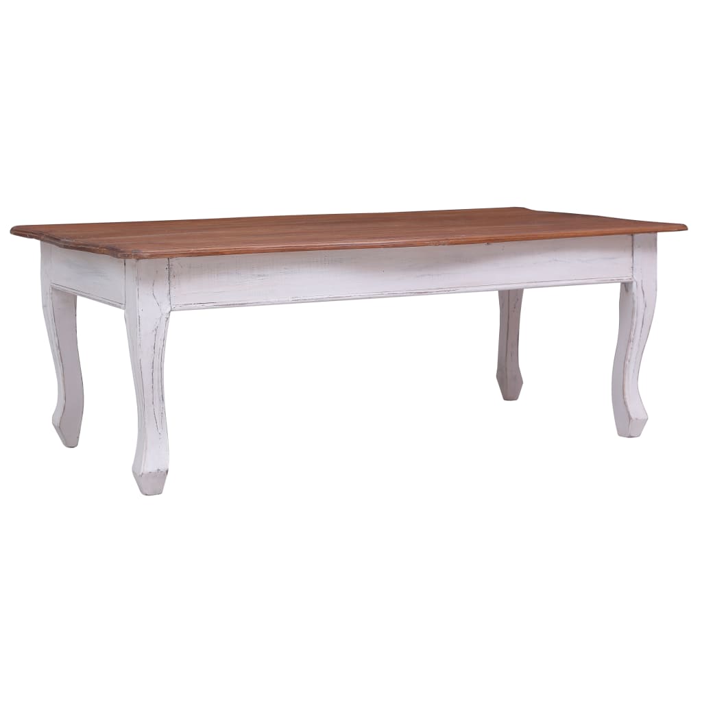 vidaXL Coffee Table White 120x60x45 cm Solid Mahogany Wood