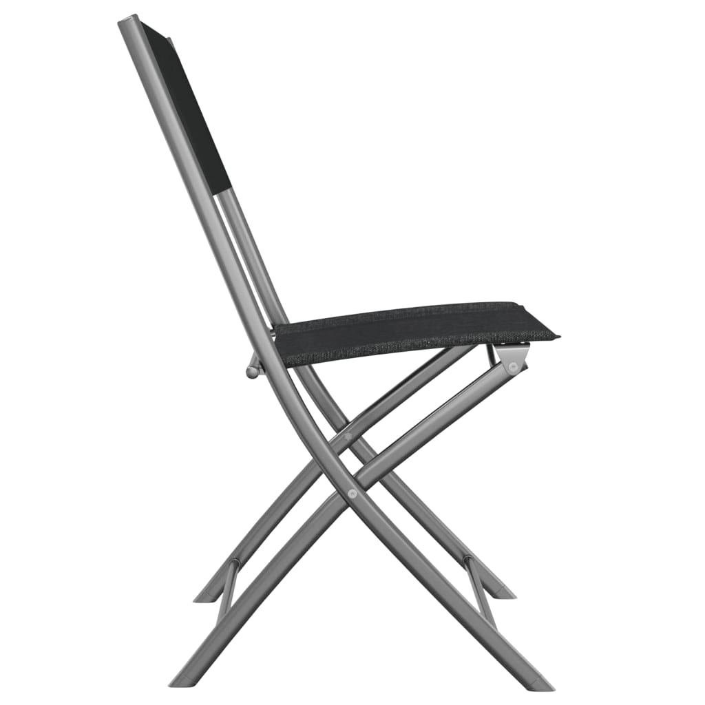 vidaXL Folding Outdoor Chairs 2 pcs Black Steel and Textilene
