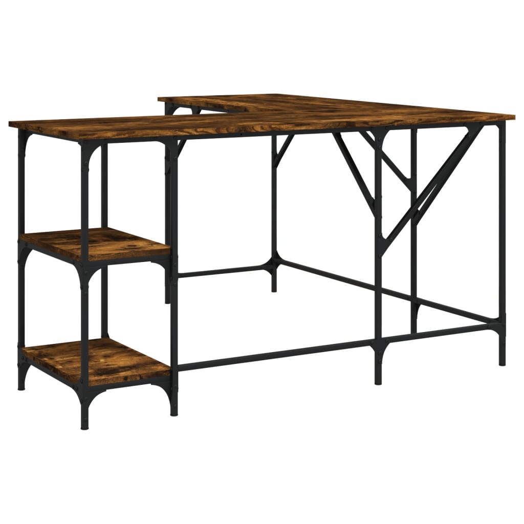 vidaXL Desk Smoked Oak 139x139x75 cm Engineered Wood