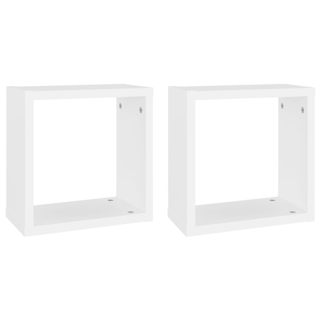 vidaXL Wall Cube Shelves 2 pcs White 30x15x30 cm