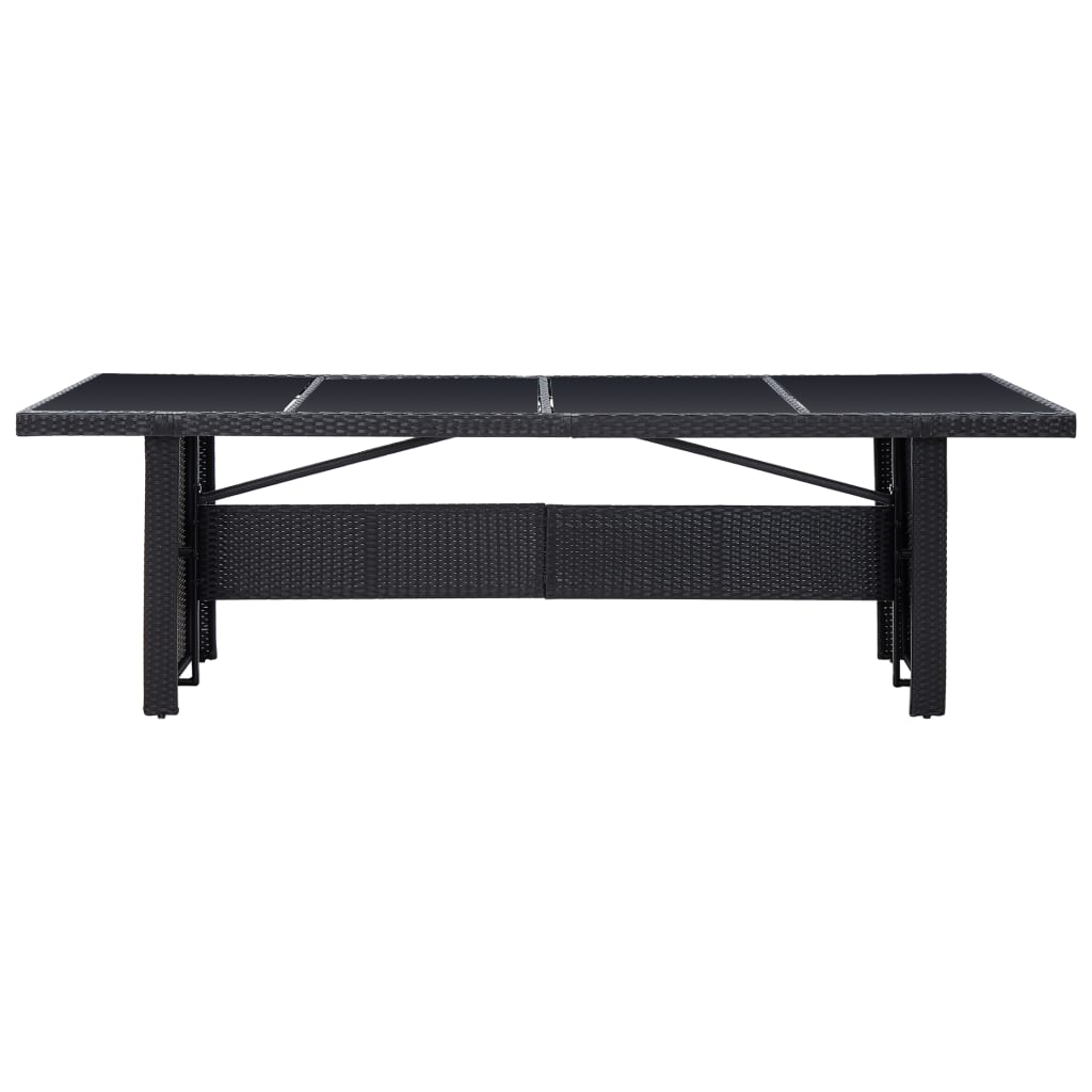 vidaXL Garden Table Black 240x90x74 cm Poly Rattan and Glass