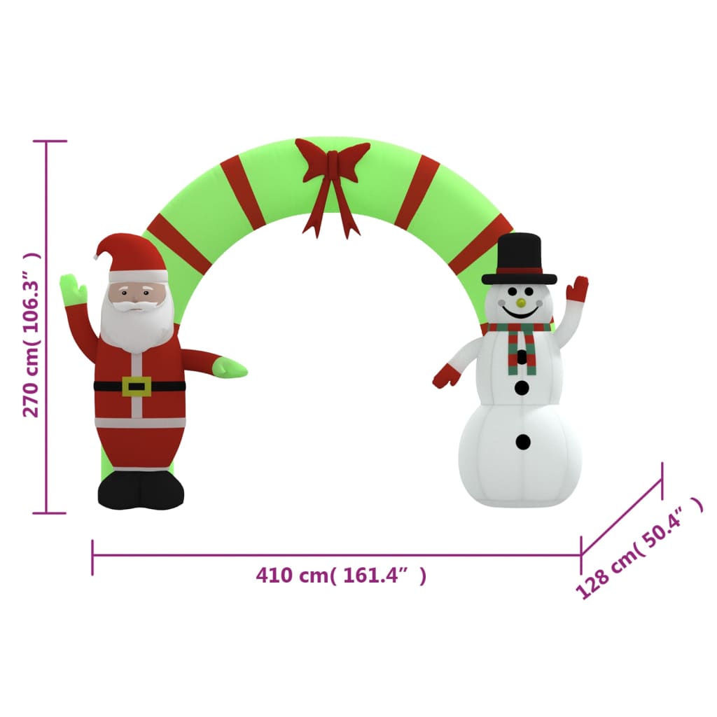 vidaXL Christmas Inflatable Arch Gate with LEDs 270 cm