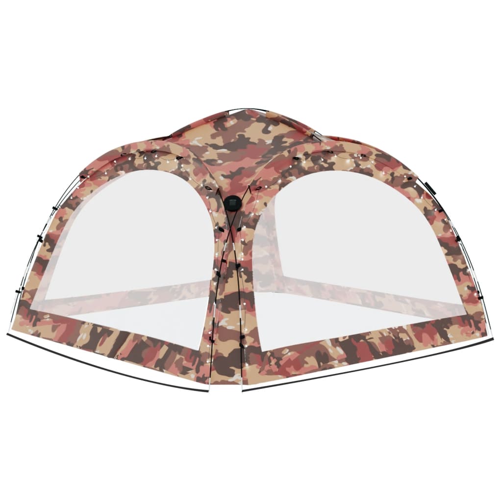vidaXL Party Tent with LED and 4 Sidewalls 3.6x3.6x2.3 m Camouflage