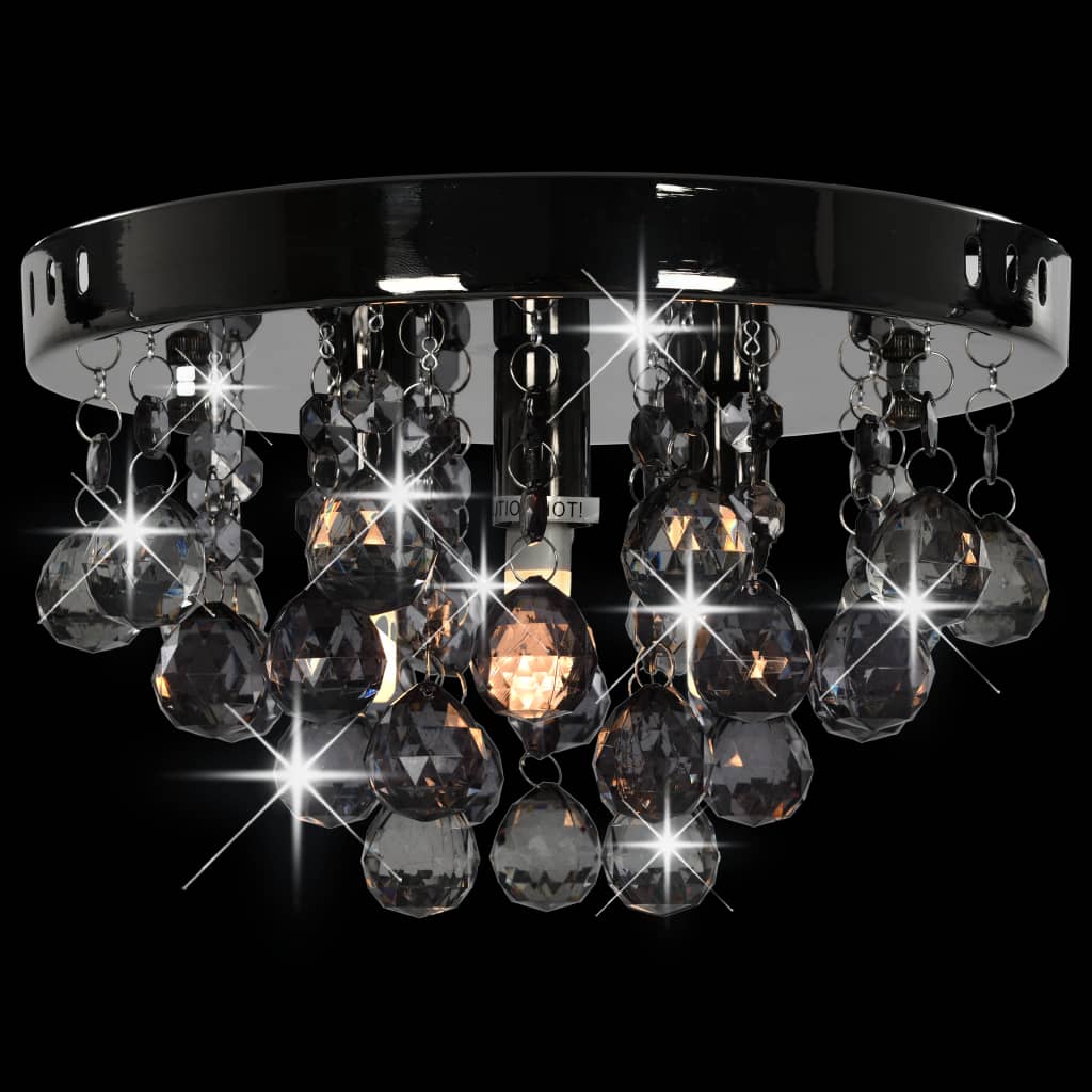 vidaXL Ceiling Lamp with Smoky Beads Black Round G9