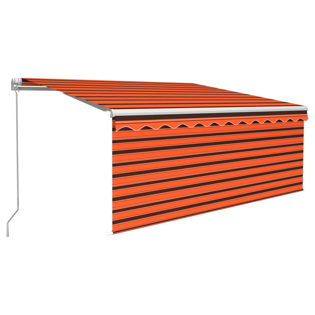 vidaXL Manual Retractable Awning with Blind&LED 3x2.5m Orange&Brown