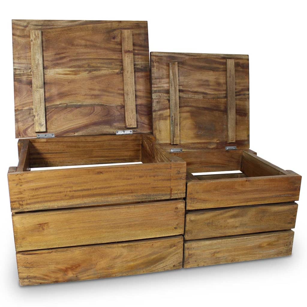 vidaXL Storage Crate Set 2 Pieces Solid Reclaimed Wood