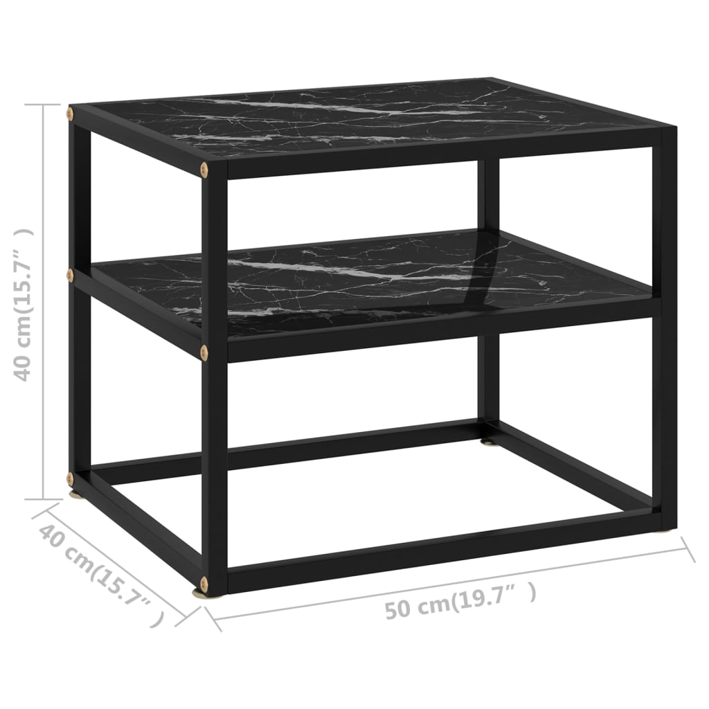 vidaXL Console Table Black 50x40x40 cm Tempered Glass