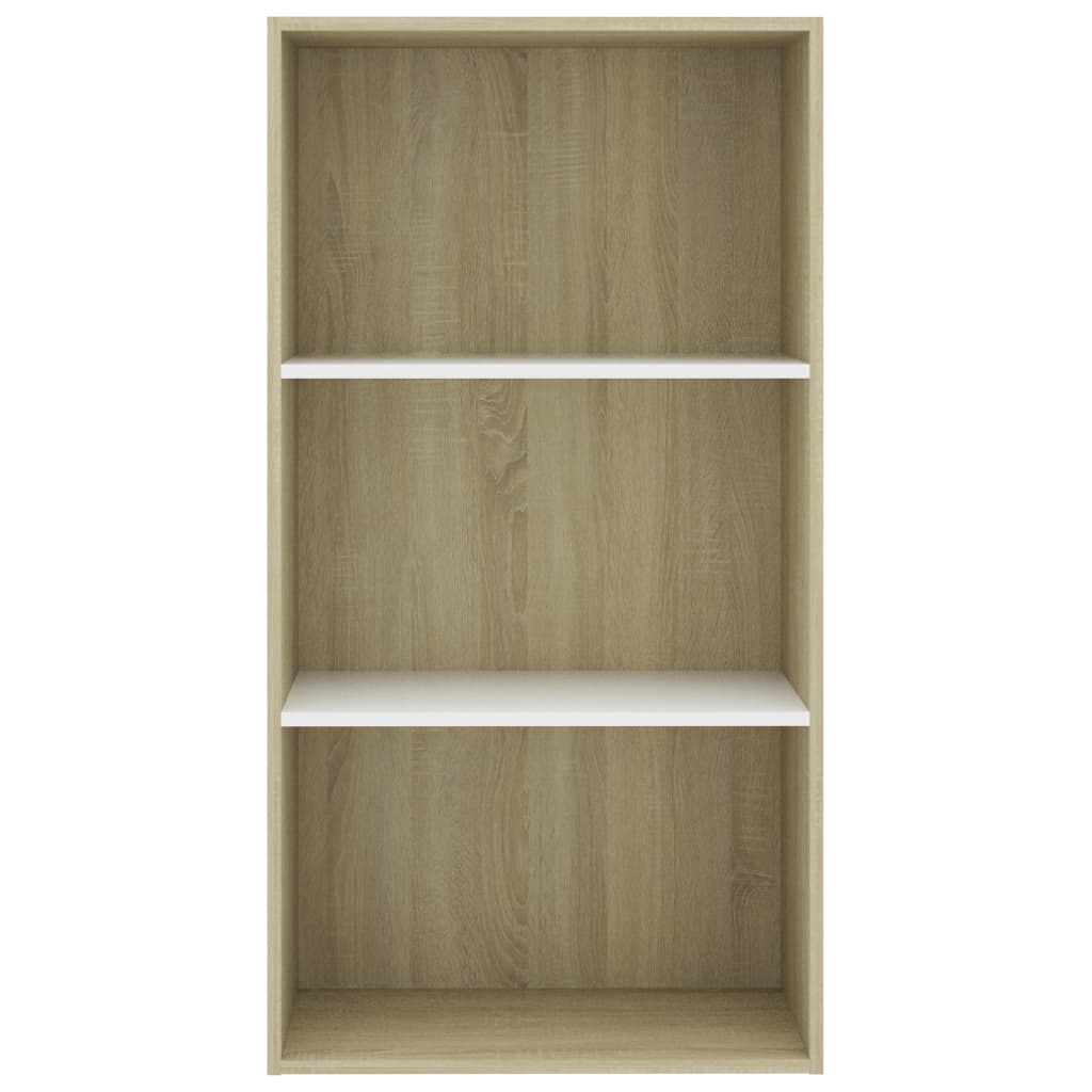 vidaXL 3-Tier Book Cabinet White and Sonoma Oak 60x30x114 cm Engineered Wood