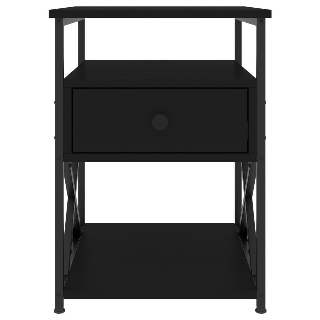 vidaXL Bedside Cabinet Black 40x42x55 cm Engineered Wood