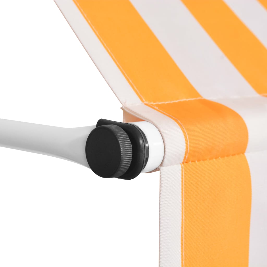 vidaXL Manual Retractable Awning 350 cm Orange and White Stripes