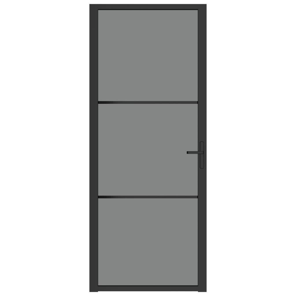vidaXL Interior Door 83x201.5 cm Black ESG Glass and Aluminium