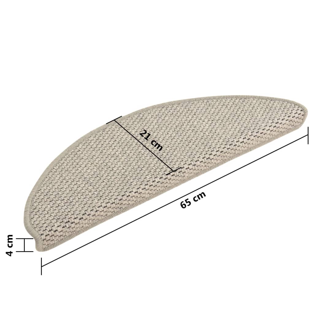 vidaXL Stair Mats Self-adhesive Sisal-Look 15 pcs 65x21x4 cm Taupe
