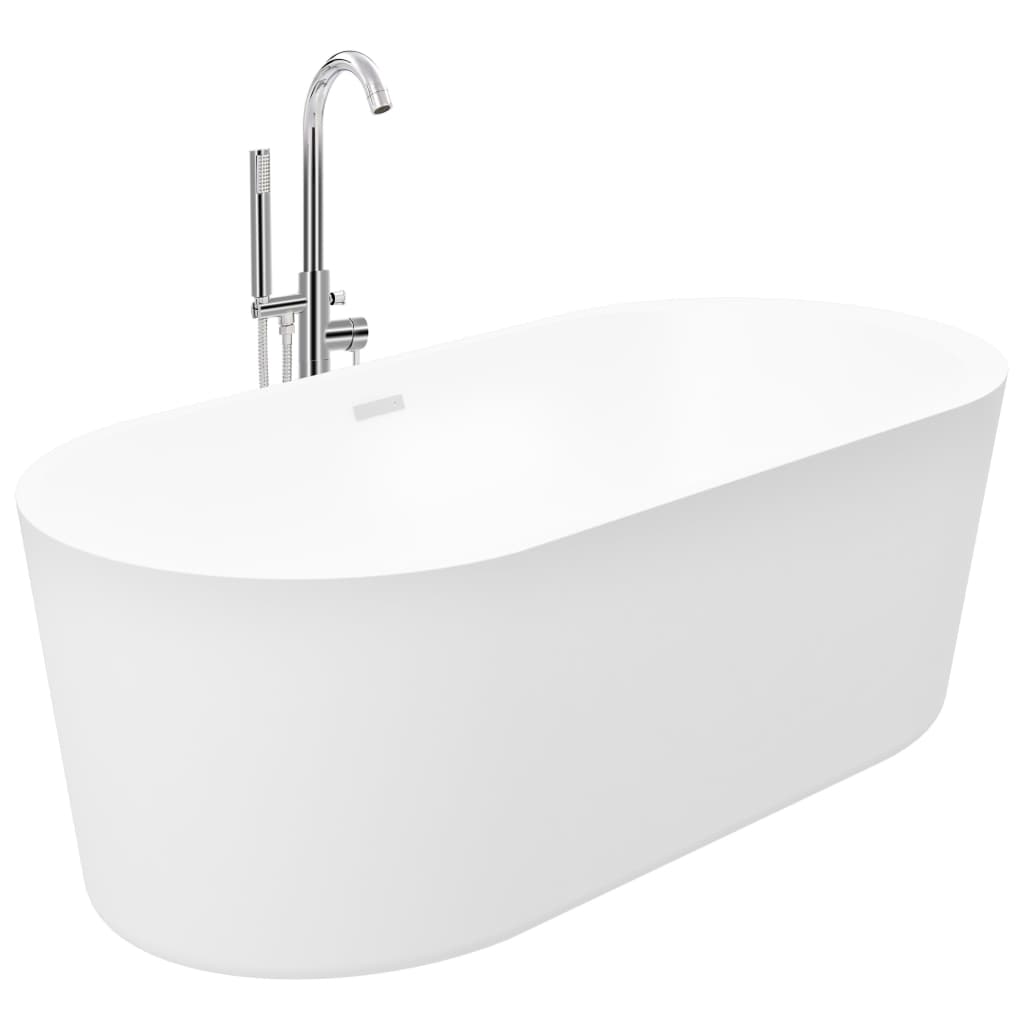 vidaXL Freestanding Bathtub and Faucet 204 L 118.5 cm Silver