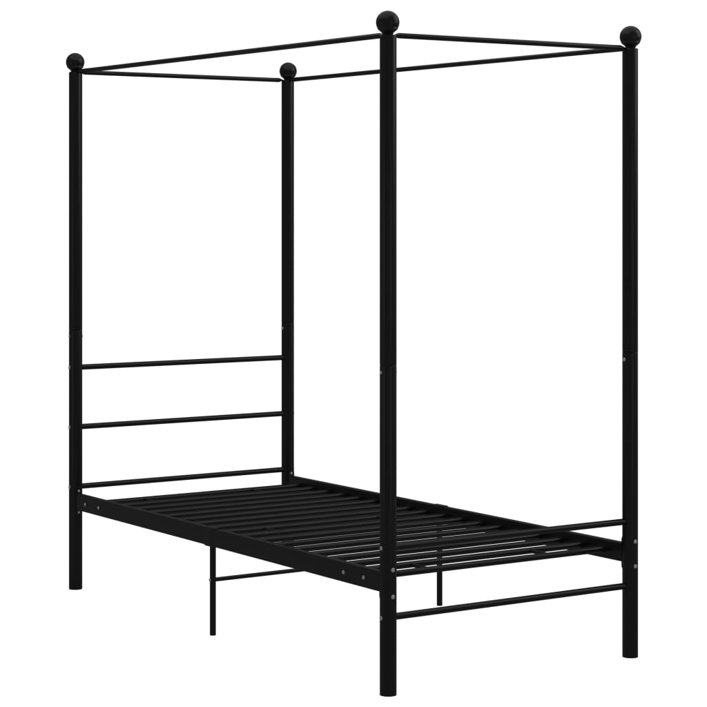 vidaXL Canopy Bed Frame Black Metal 90x200 cm