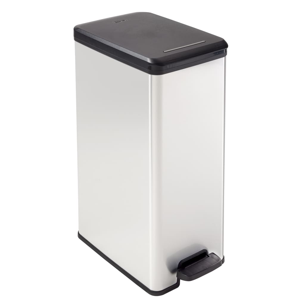 Curver Slim Pedal Bin Deco 40L Silver vidaXL.ie