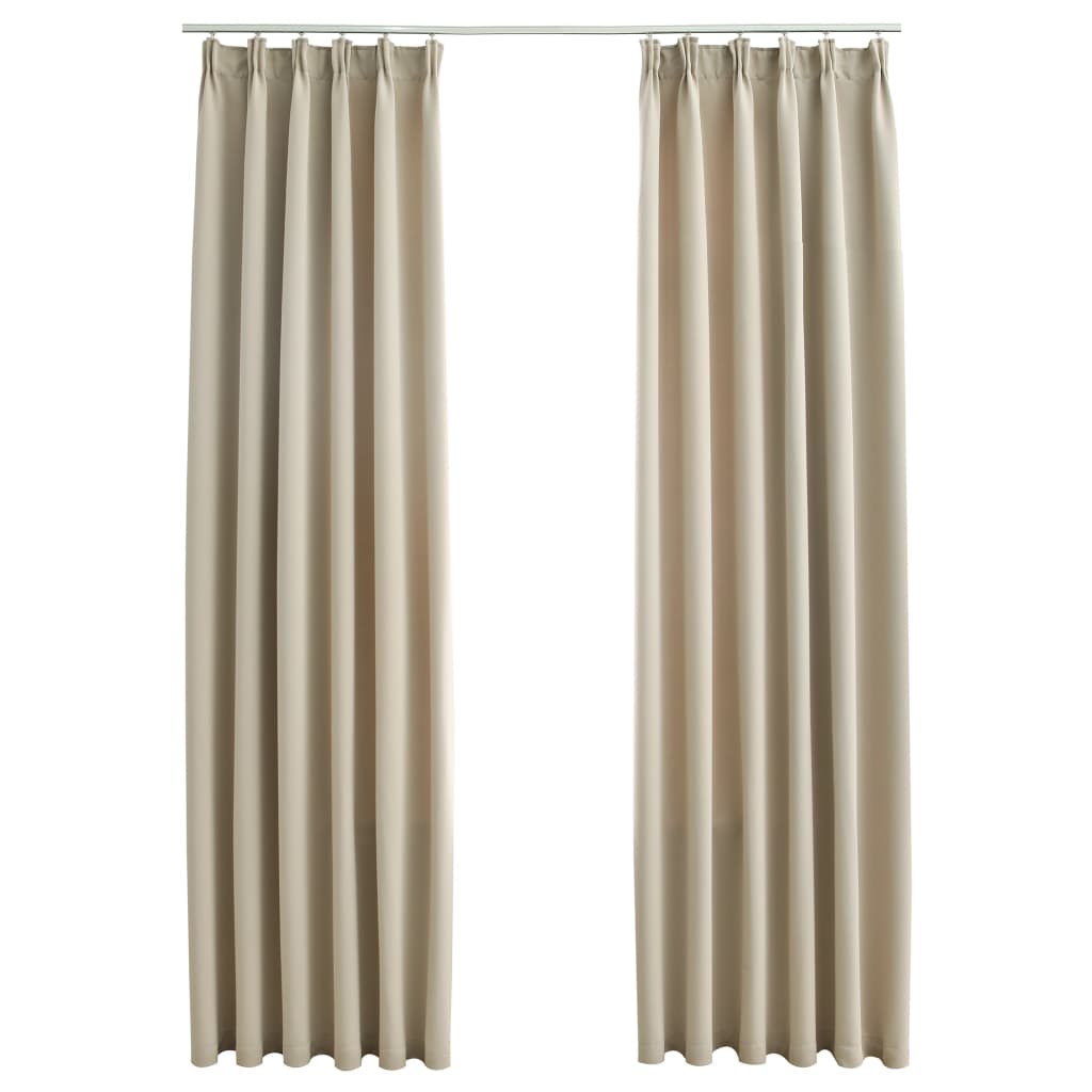 vidaXL Blackout Curtains with Hooks 2 pcs Beige 140x225 cm