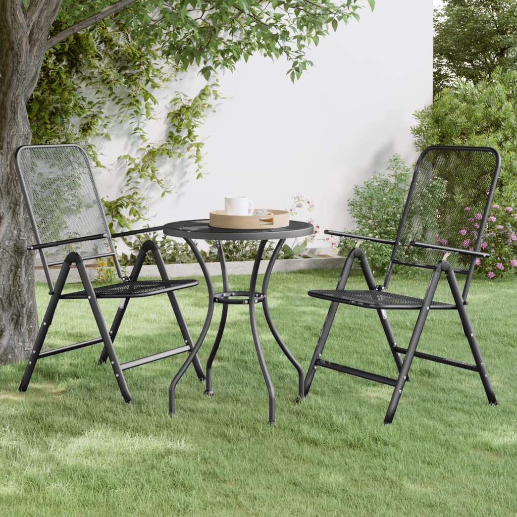 vidaXL Folding Garden Chairs 2 pcs Expanded Metal Mesh Anthracite
