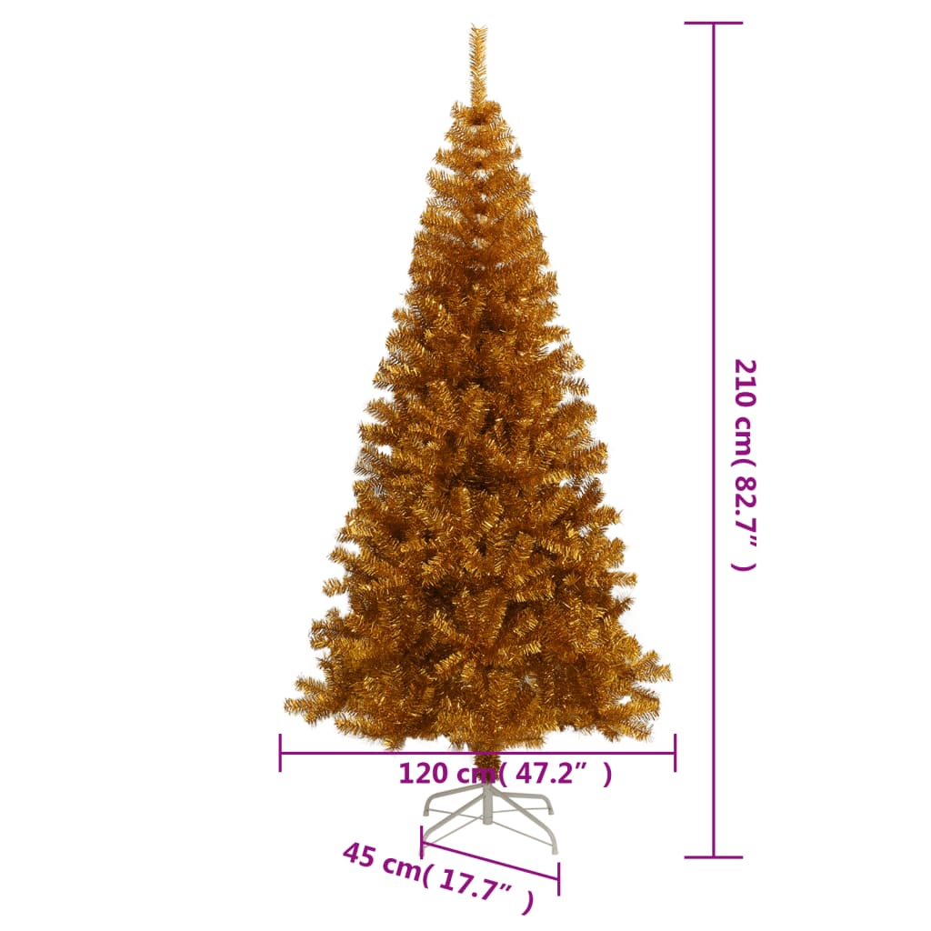 vidaXL Artificial Christmas Tree with Stand Gold 210 cm PET