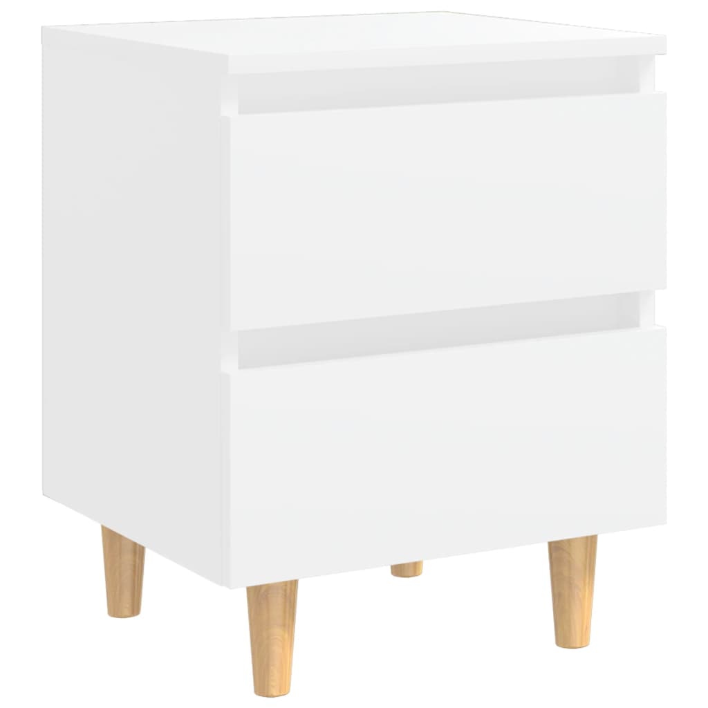 vidaXL Bed Cabinet with Solid Pinewood Legs White 40x35x50 cm