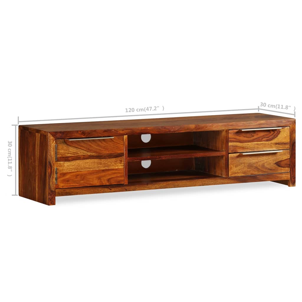 vidaXL TV Cabinet Solid Sheesham Wood 120x30x30 cm