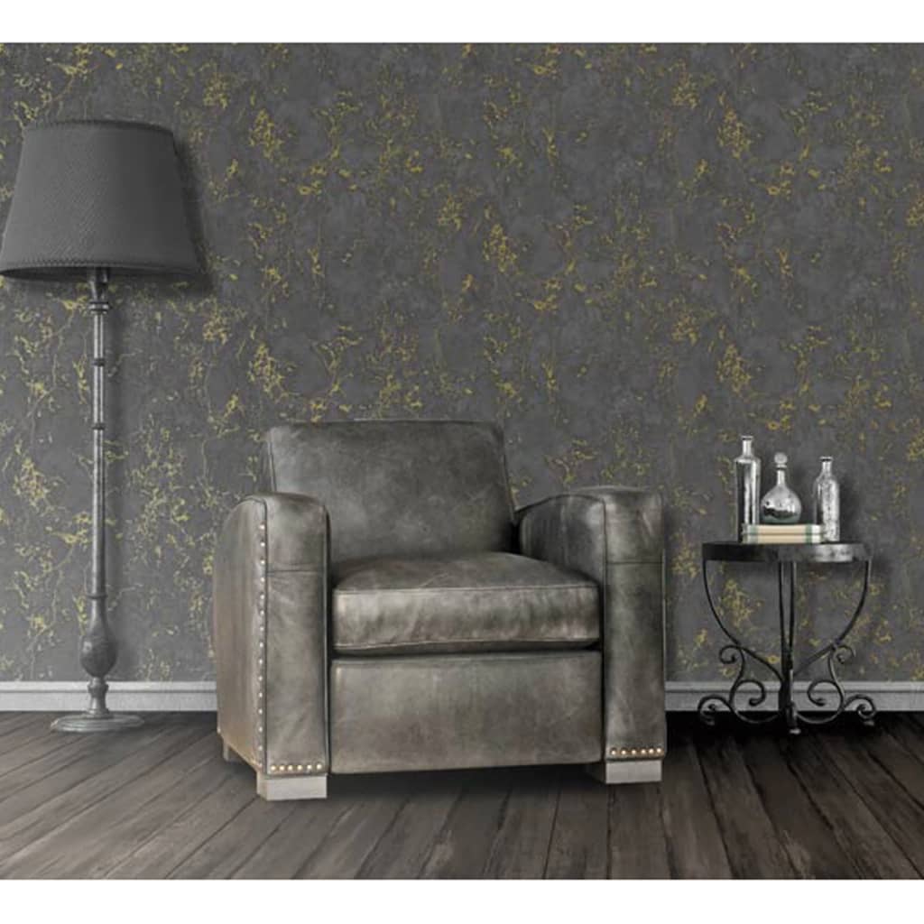 DUTCH WALLCOVERINGS Wallpaper Marble Black and Gold