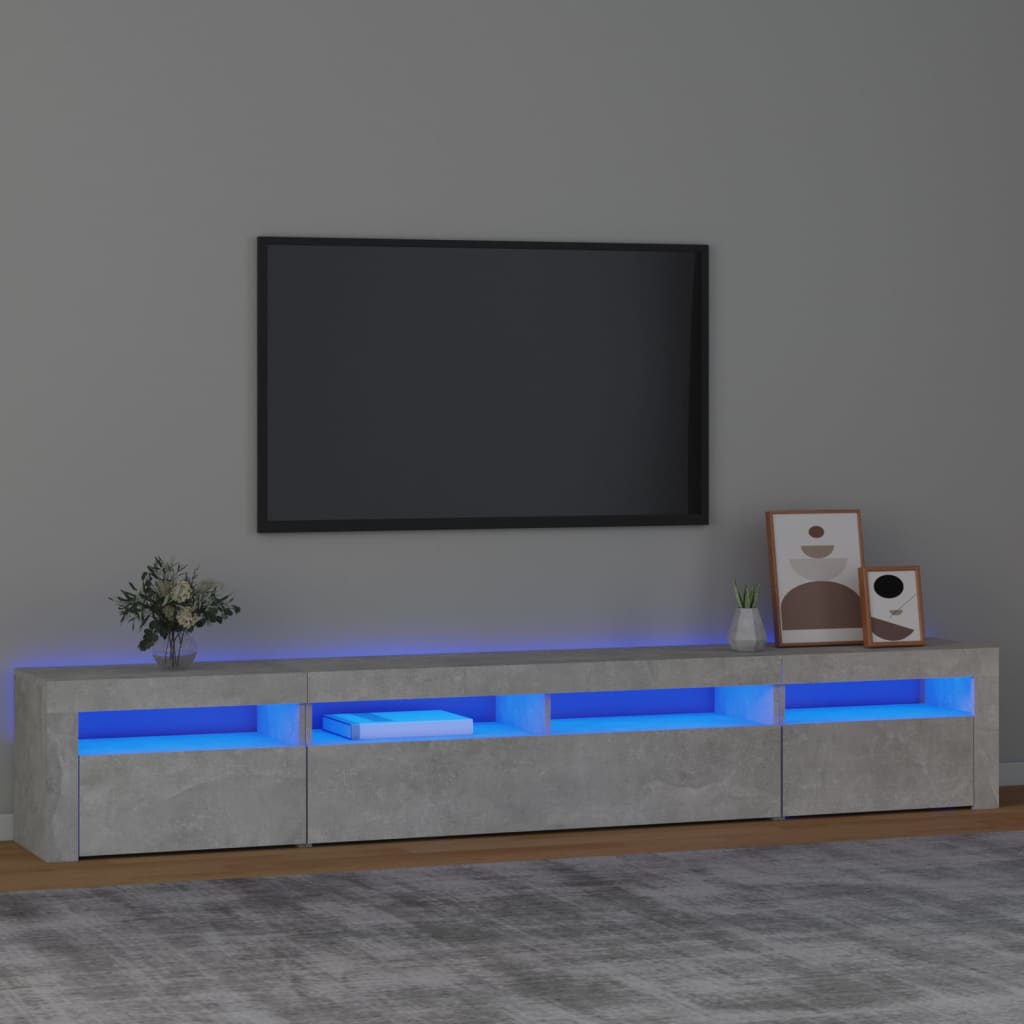 vidaXL TV Cabinet with LED Lights Concrete Grey 240x35x40 cm