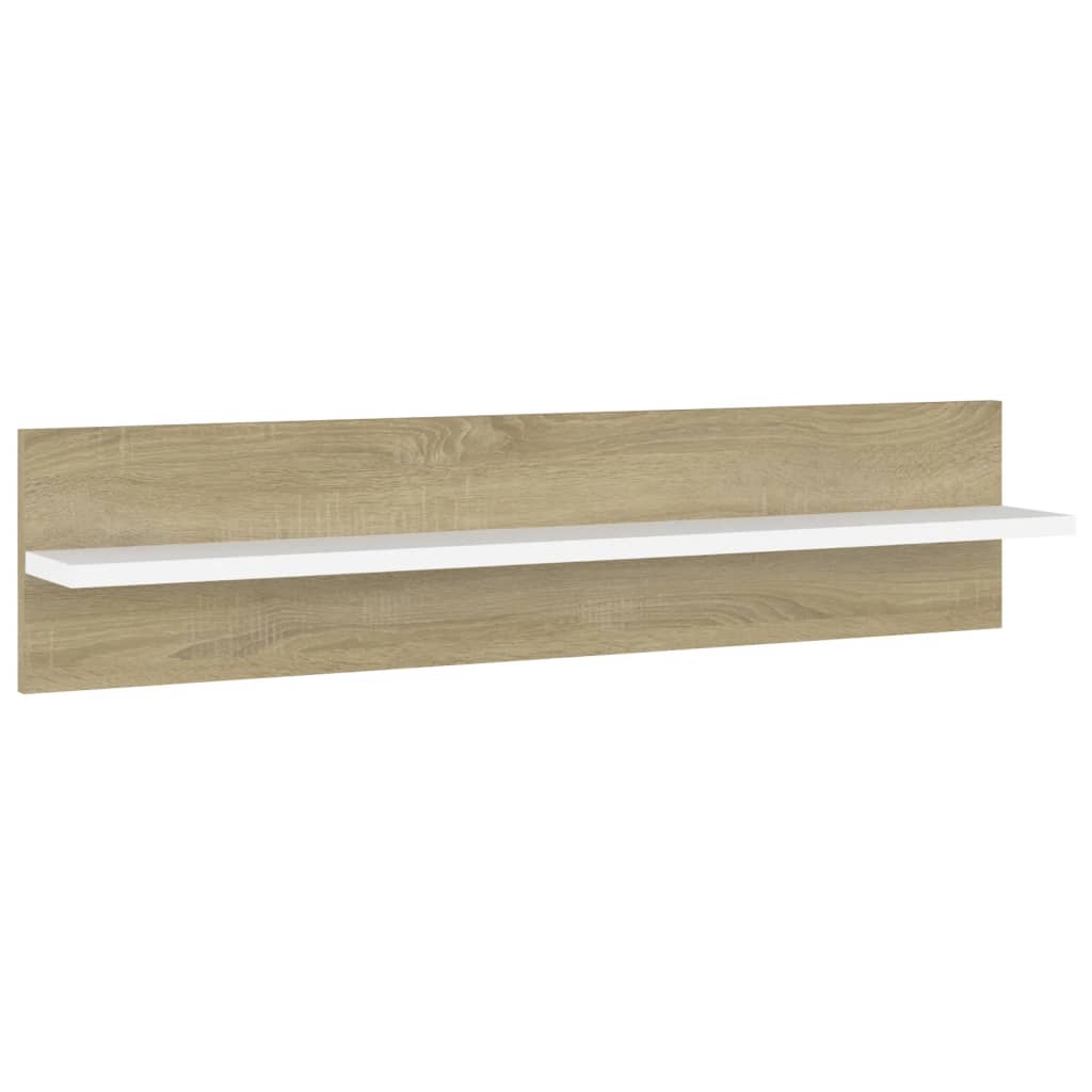 vidaXL Wall Shelf 2 pcs White and Sonoma Oak 80x11.5x18 cm Engineered Wood