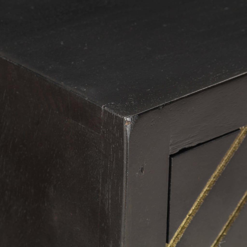 vidaXL Sideboard Black and Gold 60x30x75 cm Solid Mango Wood
