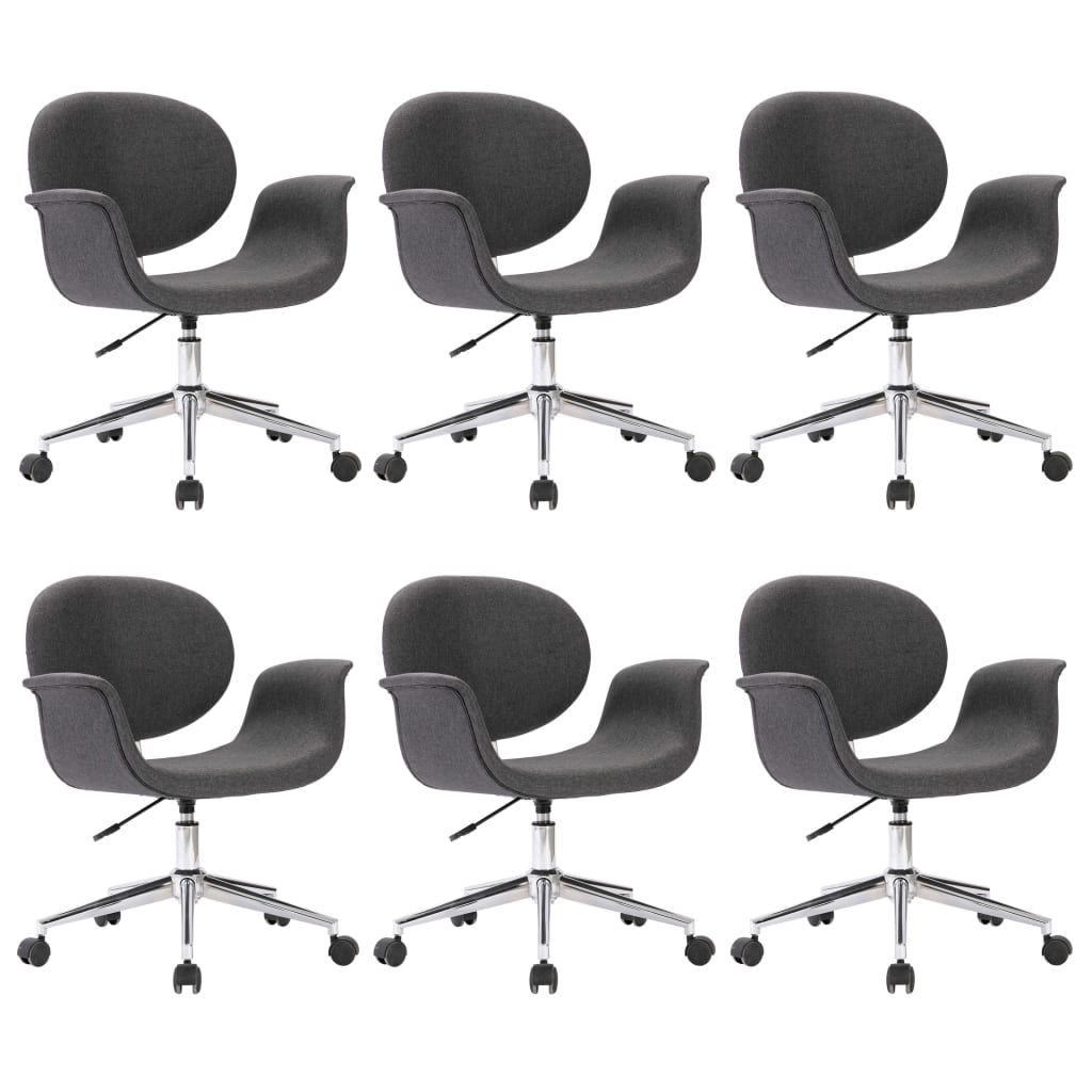 vidaXL Swivel Dining Chairs 6 pcs Grey Fabric