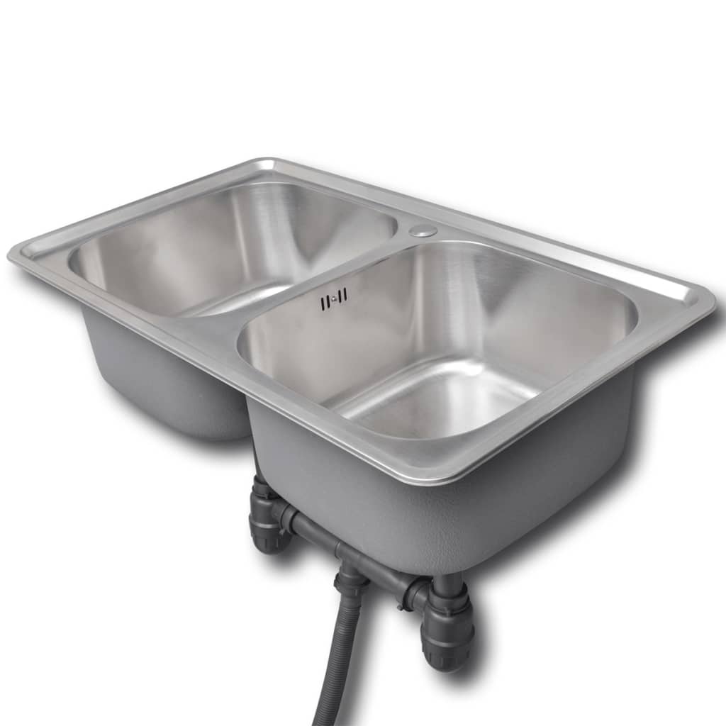 Kitchen Sink Stainless Steel Square With Drain Double
