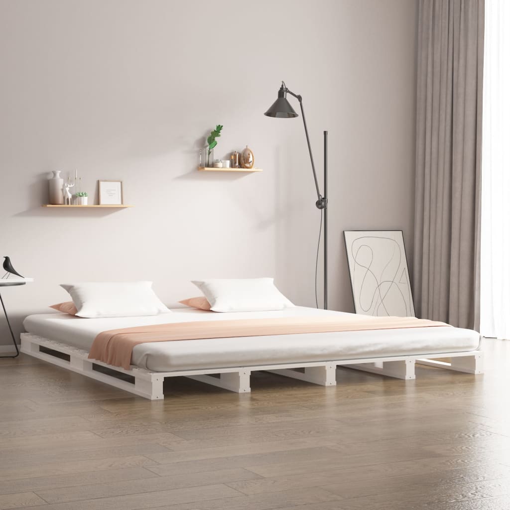 vidaXL Pallet Bed White 140x190 cm Solid Wood Pine