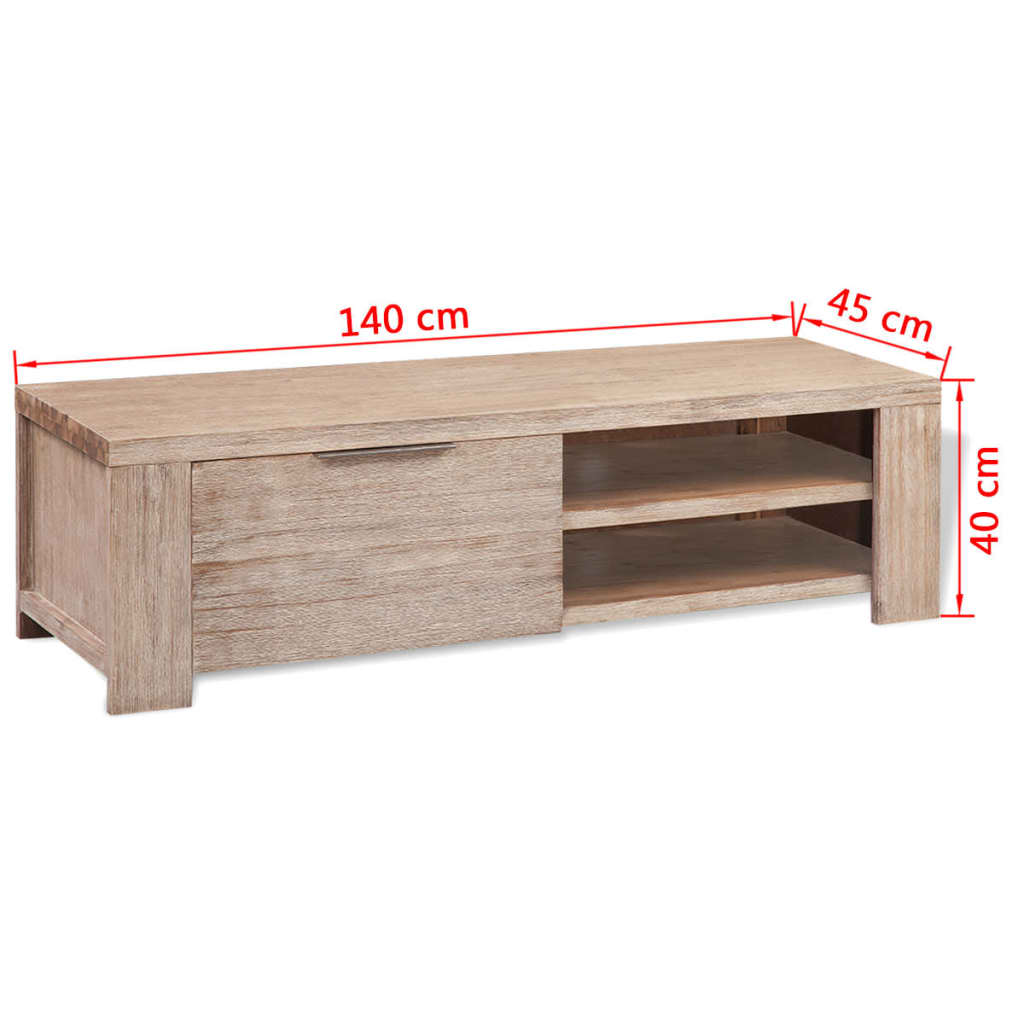 vidaXL TV Cabinet Solid Brushed Acacia Wood 140x45x40 cm