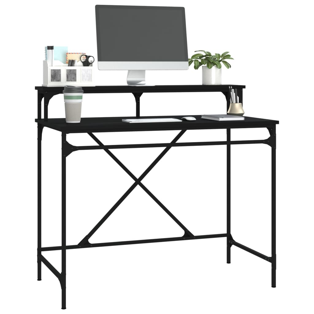 vidaXL Desk Black 100x50x90 cm Engineered Wood and Iron