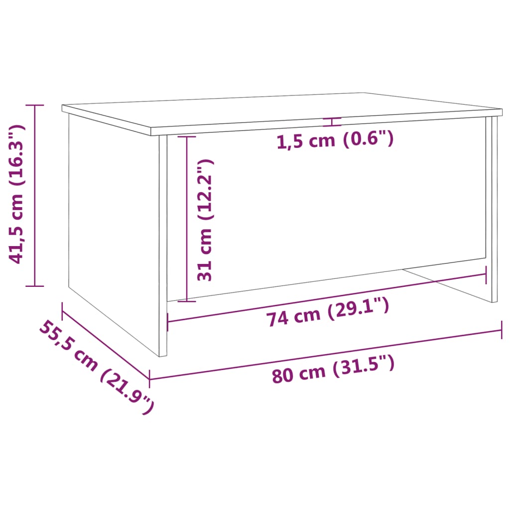 vidaXL Coffee Table High Gloss White 80x55.5x41.5 cm Engineered Wood