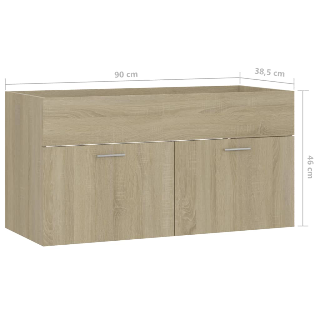 vidaXL Sink Cabinet Sonoma Oak 90x38.5x46 cm Engineered Wood