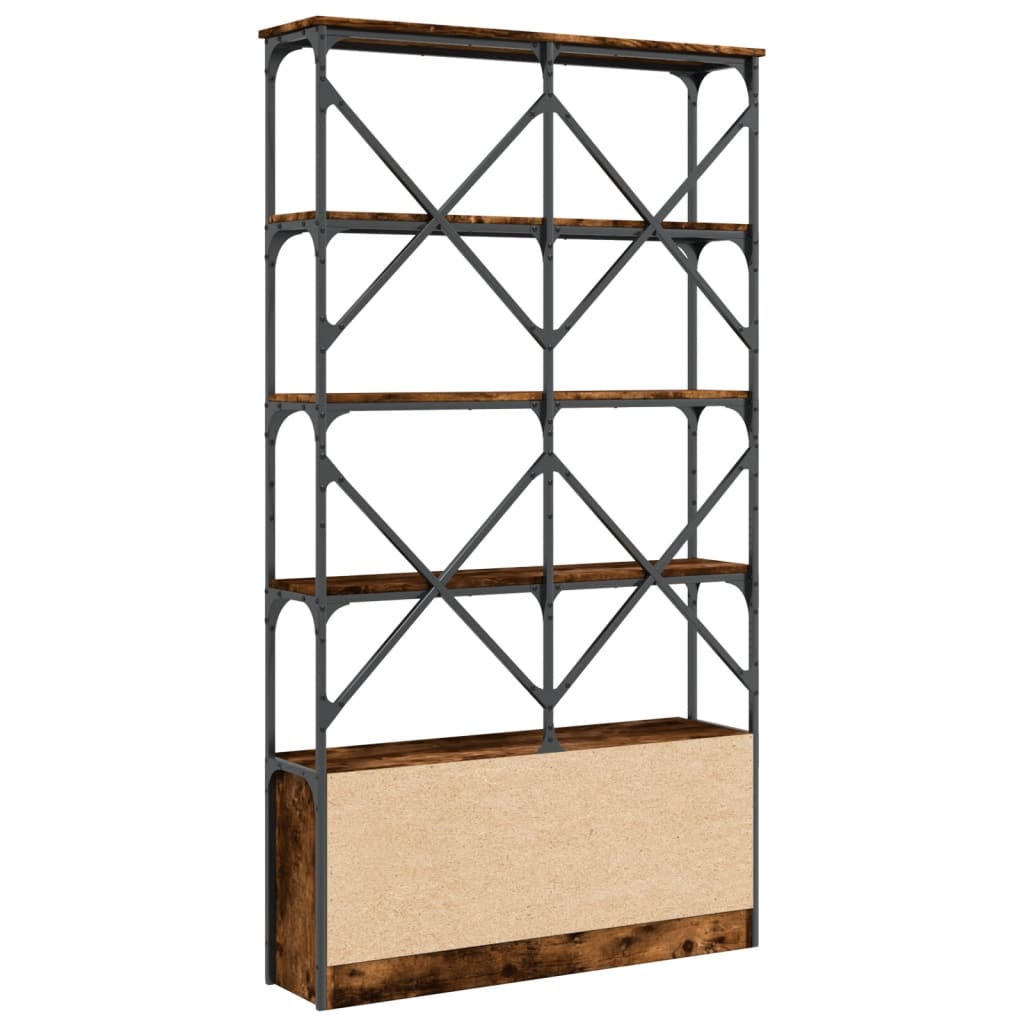 vidaXL Bookcase Smoked Oak 100x26x180 cm Engineered Wood and Metal