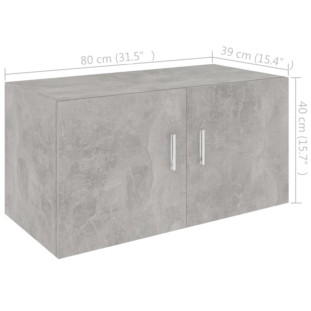 vidaXL Wall Mounted Cabinet Concrete Grey 80x39x40 cm Engineered Wood