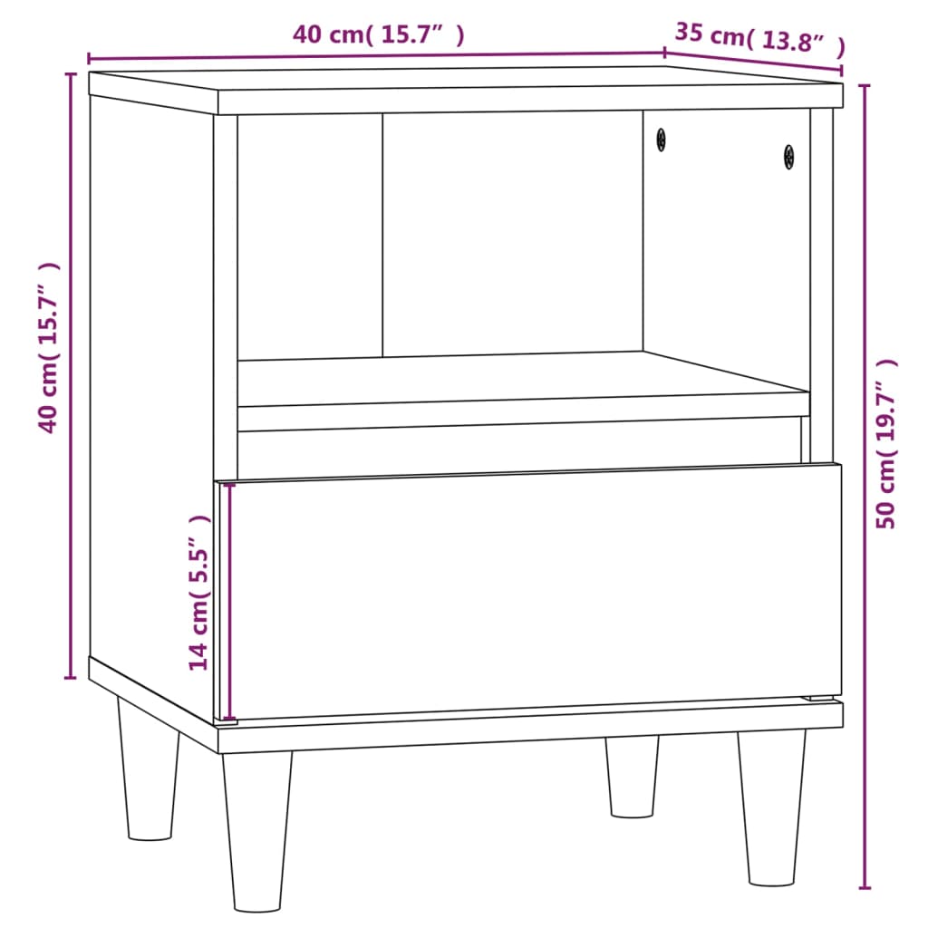 vidaXL Bedside Cabinet High Gloss White 40x35x50 cm