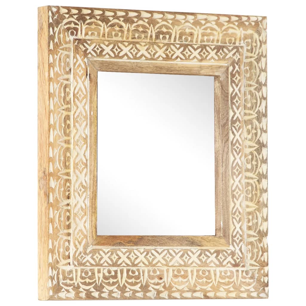 vidaXL Hand-Carved Mirror 50x50x2.6 cm Solid Mango Wood