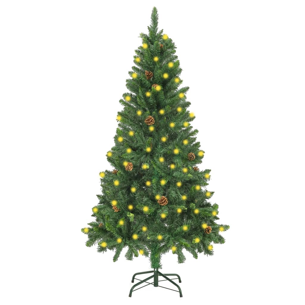 vidaXL Artificial Pre-lit Christmas Tree with Pine Cones Green 150 cm