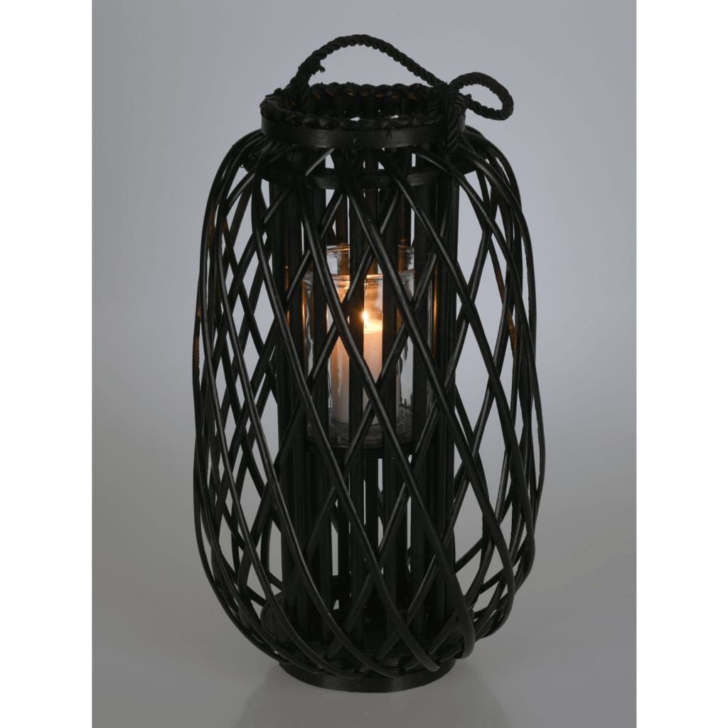 H&S Collection Lantern Reed 50x28 cm Black