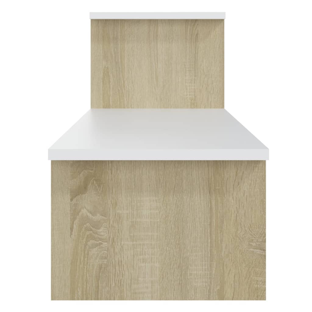 vidaXL TV Cabinet Sonoma Oak and White 180x30x43 cm Engineered Wood